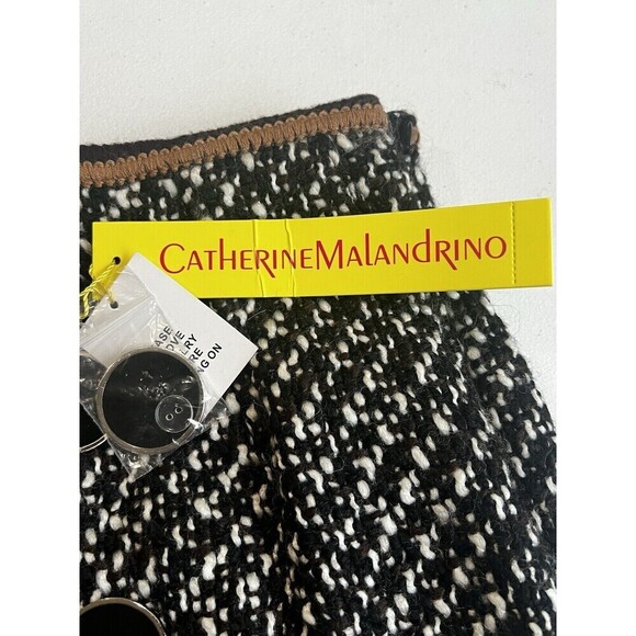 $198 NWT CATHERINE MALANDRINO  Size 2 WOOL PENCIL SKIRT BLACK/IVORY/MOCHA - Picture 4 of 10
